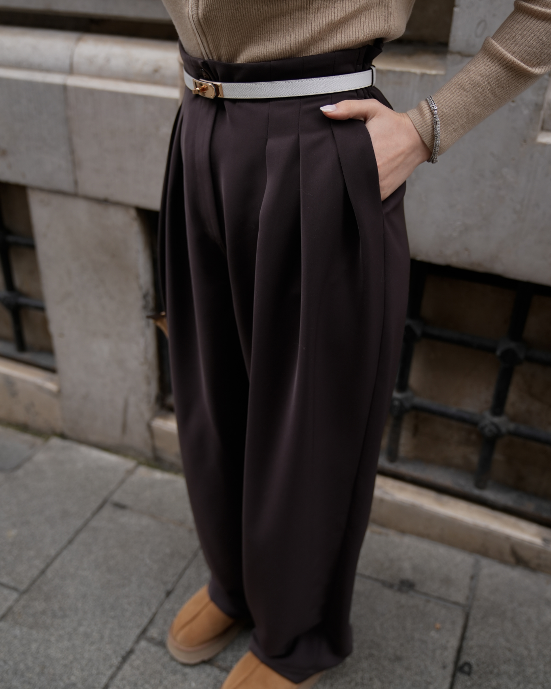 GÖKNUR ARSLAN AMBER BROWN PANTOLON