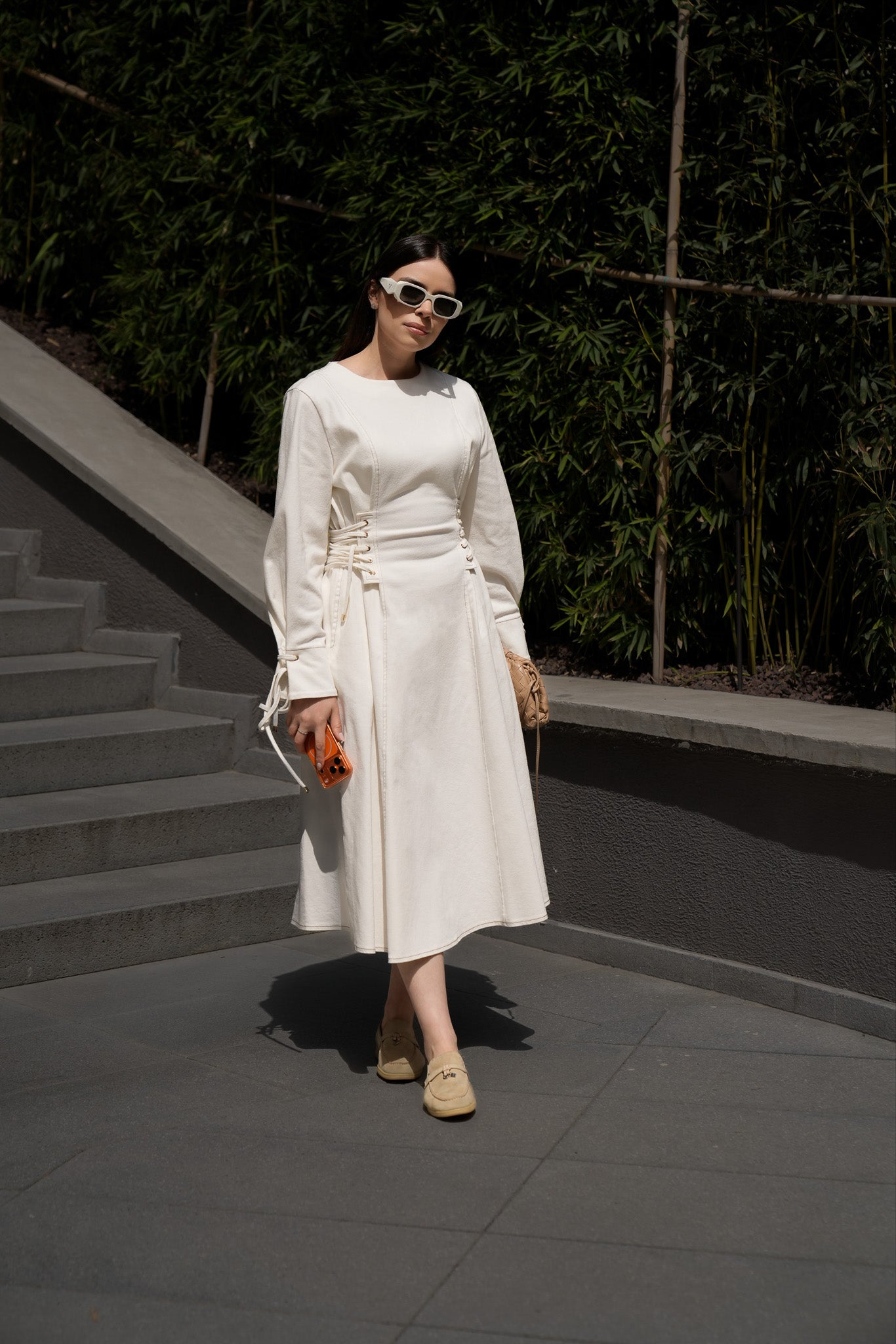 GÖKNUR ARSLAN BEYAZ JEAN ELBİSE