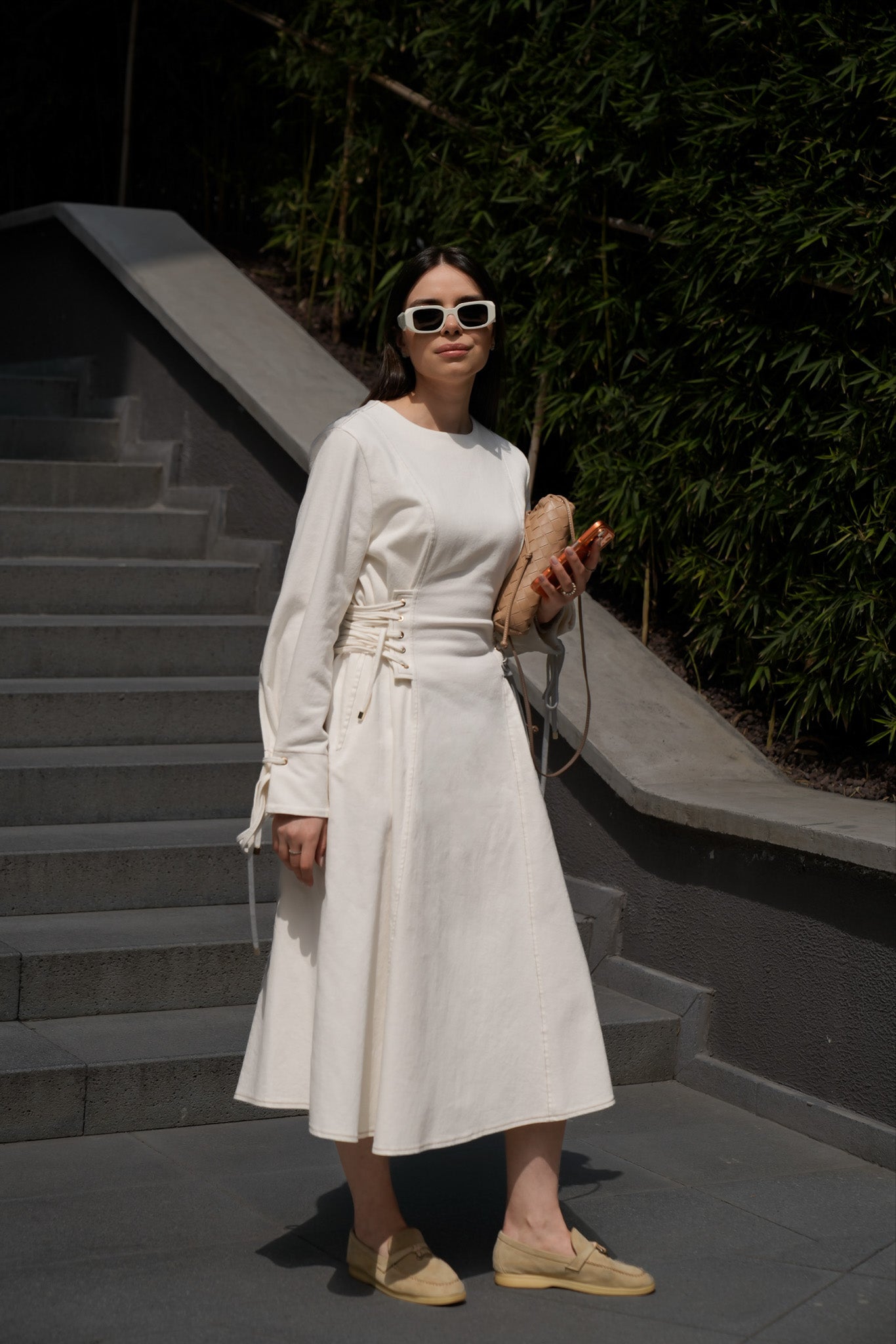 GÖKNUR ARSLAN BEYAZ JEAN ELBİSE